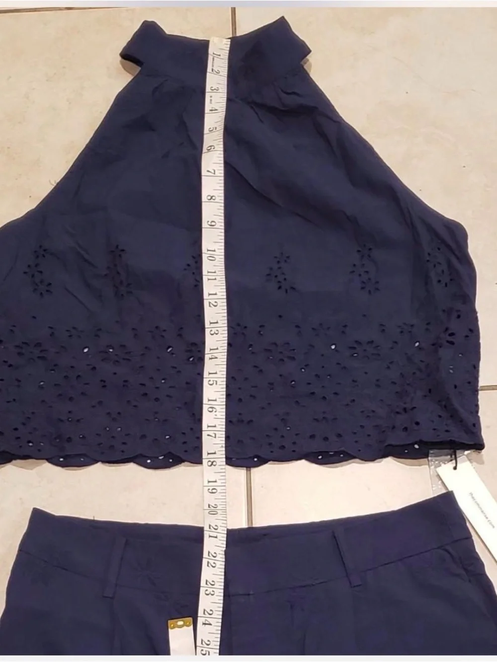 Commense Eyelet Top & Tie - Cuff pants set